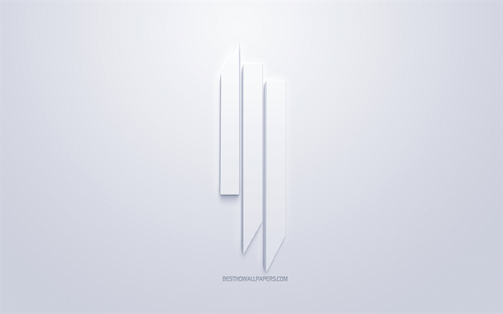 Skrillex, شعار, أمريكا دي جي, خلفية بيضاء, الأبيض شعار 3d, العلامات التجارية, الرقص والموسيقى الإلكترونية, سوني جون مور