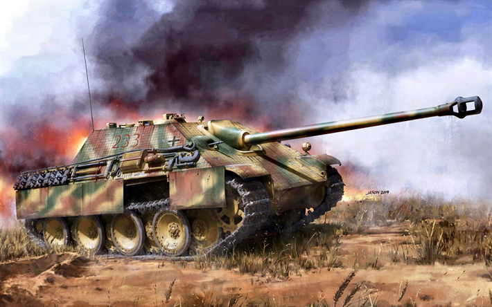 Jagdpanther, Tyska sj&#228;lvg&#229;ende spruta, Andra V&#228;rldskriget, WW2, SdKfz 173, Wehrmacht