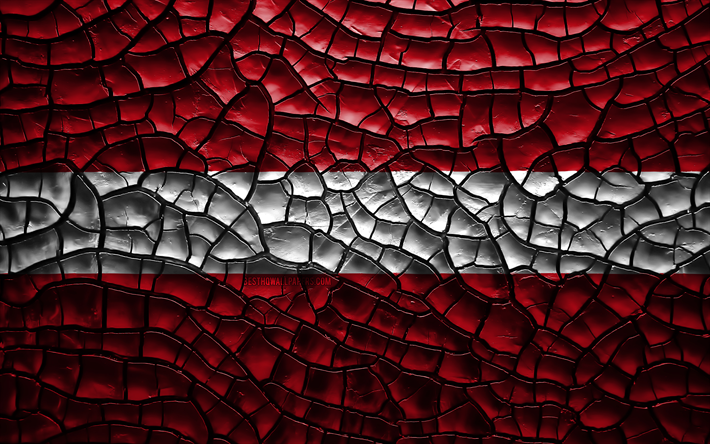 Flag of Latvia, 4k, cracked soil, Europe, Latvian flag, 3D art, Latvia, European countries, national symbols, Latvia 3D flag