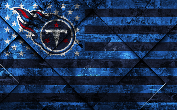 Tennessee Titans, 4k, Amerikan Futbol Kul&#252;b&#252;, grunge sanat, grunge doku, Amerikan bayrağı, NFL, Nashville, Tennessee, ABD Ulusal Futbol Ligi, ABD bayrağı, Amerikan Futbolu