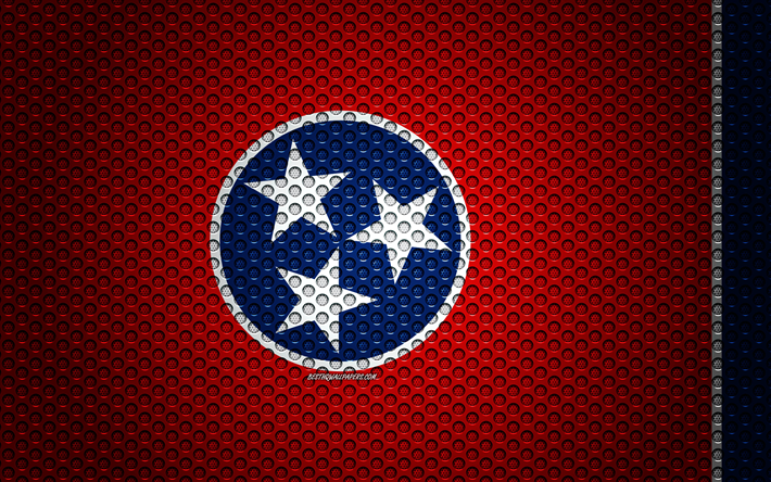 Bandera de Tennessee, 4k, el estado Americano, arte creativo, malla de metal textura, Tennessee bandera, s&#237;mbolo nacional, Tennessee, estados UNIDOS, banderas de los estados Americanos