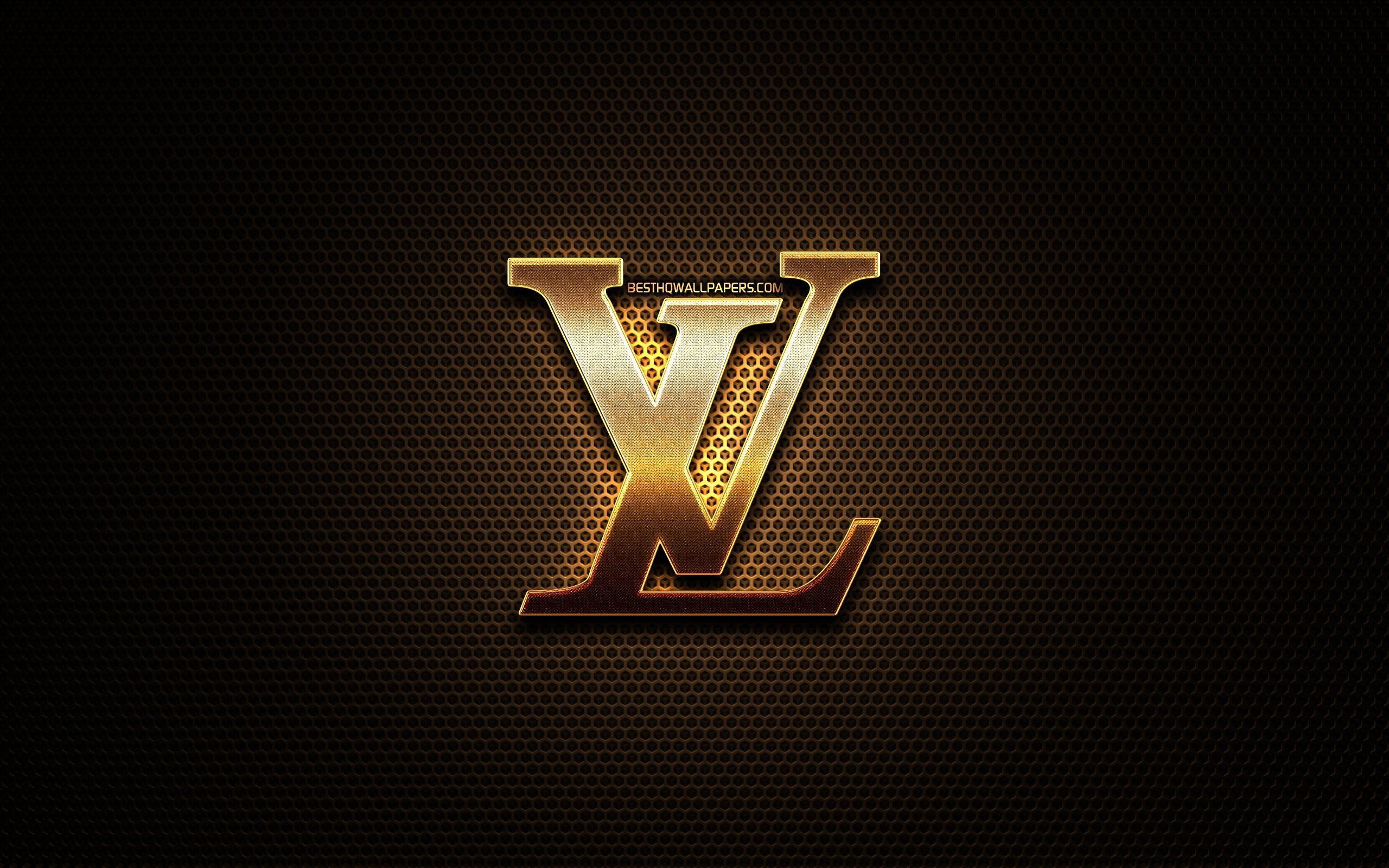 Download wallpapers Louis Vuitton glitter logo, creative, metal grid  background, Louis Vuitton 3D logo, brands, Louis Vuitton for desktop with  resolution 2560x1600. High Quality HD pictures wallpapers