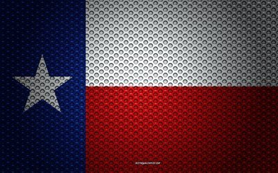 Bandiera del Texas, 4k, di stato Americano, arte creativa, metallo, maglia di trama, in Texas, bandiera, nazionale, simbolo, Texas, USA, bandiere degli stati Americani