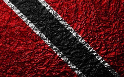 Bandera de Trinidad y Tobago, 4k, la piedra de la textura, las ondas de textura, Trinidad y Tobago bandera, s&#237;mbolo nacional, Trinidad y Tobago, Am&#233;rica del Norte, piedra de fondo