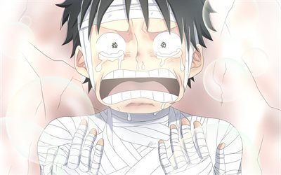 Crying Monkey D Luffy, close-up, artwork, hospital, manga, One Piece, Monkey D Luffy