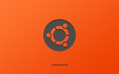 Ubuntu, logo, creative art, orange metal background logo, operating system, brands, Linux, Ubuntu logo