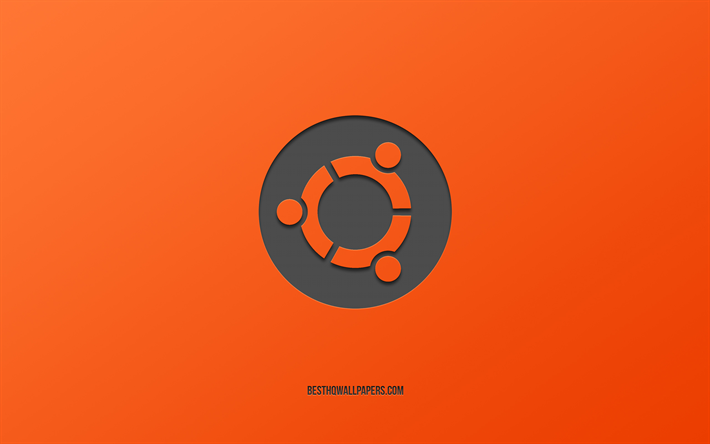 Ubuntu, logotyp, kreativ konst, orange metall bakgrund logotyp, operativsystem, varum&#228;rken, Linux, Ubuntu logotyp