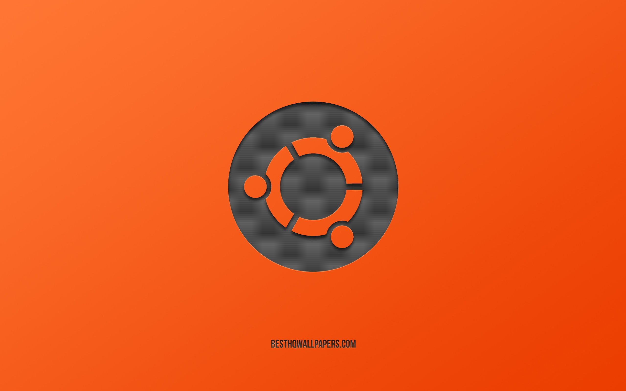 Download Wallpapers Ubuntu Logo Creative Art Orange Metal Background