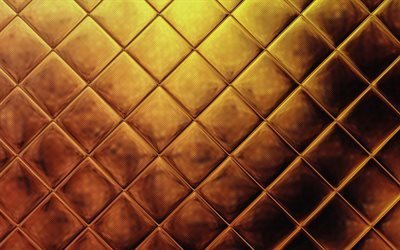 golden leather upholstery, tufted golden upholstery, golden leather, macro, golden leather background, leather textures, golden backgrounds