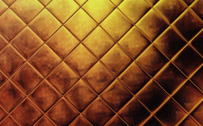 golden pelle imbottitura, trapuntata d&#39;oro tappezzeria, pelle dorata, macro, golden sfondo in pelle, in pelle texture, sfondi dorati