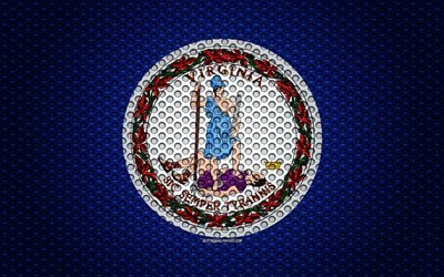 Flag of Virginia, 4k, American state of art, creative art, metal mesh, Virginia flag, national symbol, Virginia, USA, flags of American states