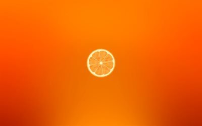 naranja, 4k, c&#237;tricos, m&#237;nimo, fondo naranja, frutas, creativo