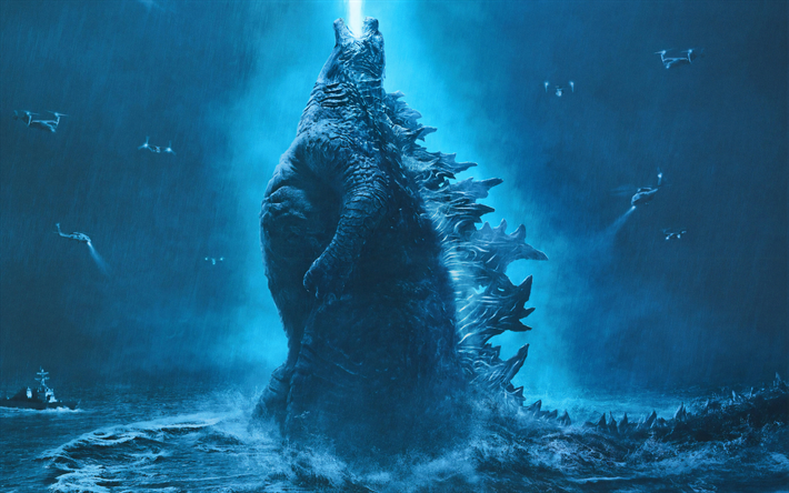 Godzilla Kuningas Hirvi&#246;it&#228;, 4k, juliste, 2019 elokuva, Science fiction