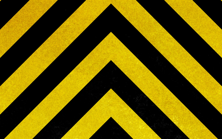 attention bandes, 4k, grunge, avertissement de fond, la construction des rayures, fond jaune, jaune de lignes, de bandes d&#39;avertissement