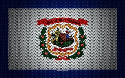 Flag of West Virginia, 4k, American state, creative art, metal mesh texture, West Virginia flag, national symbol, West Virginia, USA, flags of American states
