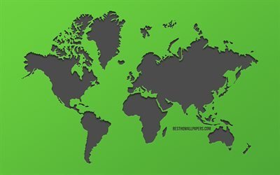 World Map, green background, ecology concepts, creative art, Earth, world map concepts