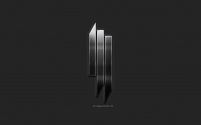 Skrillex, emblema, elegante logo in metallo, arte creativa, American DJ Skrillex logo, Sonny John Moore