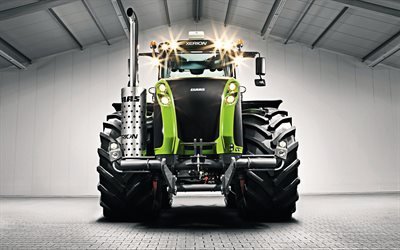 Claas Xerion 5000, 2019, front view, new modern tractors, agricultural machinery, Claas