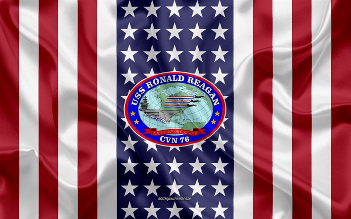 USS Ronald Reagan Emblem, CVN-76, Amerikanska Flaggan, US Navy, USA, USS Ronald Reagan Badge, AMERIKANSKA krigsfartyg, Emblem av USS Ronald Reagan
