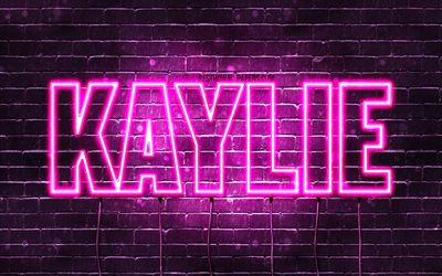 Kaylie, 4k, tapeter med namn, kvinnliga namn, Kaylie namn, lila neon lights, Grattis P&#229; F&#246;delsedagen Kaylie, bild med Kaylie namn