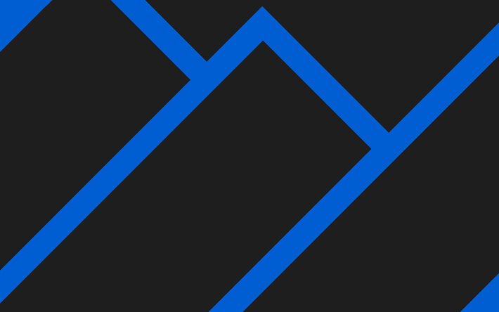 4k, material design, blue and black, lollipop, abstract mountains, geometric shapes, geometry, creative, blue arrows, black backgrounds, abstract art