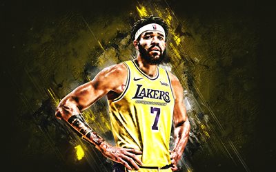 JaVale McGee, NBA, Los Angeles Lakers, gul sten bakgrund, Amerikansk Basketspelare, portr&#228;tt, USA, basket, Los Angeles Lakers-spelare