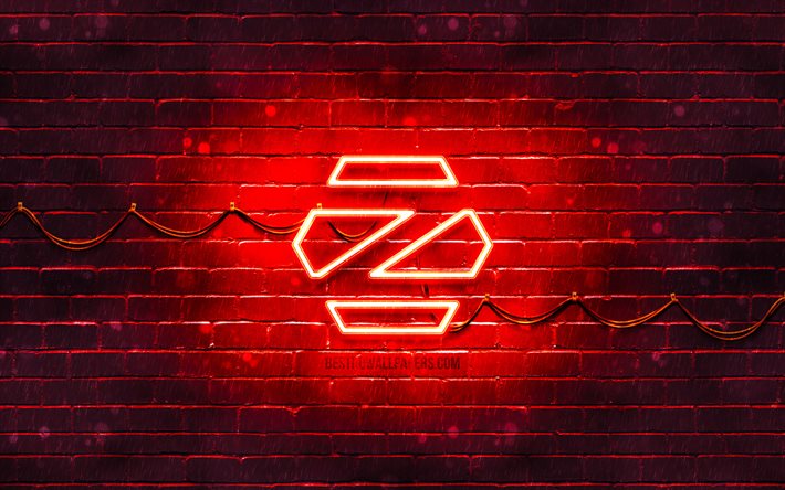 Zorin OS red logo, 4k, turquoise red, Zorin OS logo, Linux, Zorin OS neon logo, Zorin OS