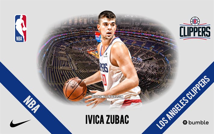 Ivica Zubac, Los Angeles Clippers, Croatian Basketball Player, NBA, portrait, USA, basketball, Staples Center, Los Angeles Clippers logo