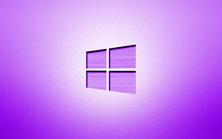 4k, Windows 10 violet logo, creative, violet backgrounds, minimalism, operating systems, Windows 10 logo, artwork, Windows 10
