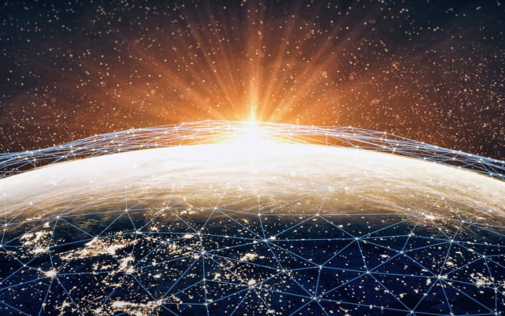 グローバルネットワーク, 地球の軌道, ネットワークの概念, 社会的ネットワーク, 通信, グローバル技術コミュニケーション, インターネット