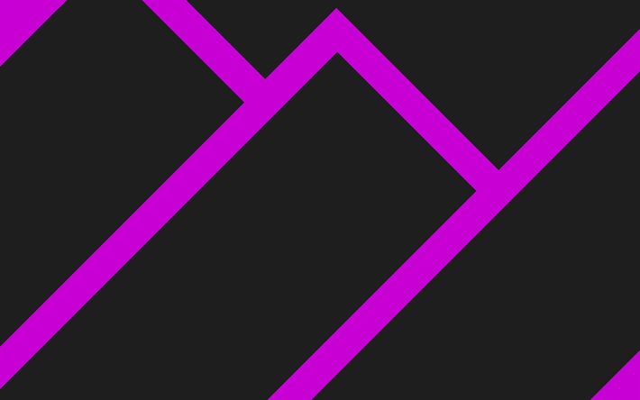 4k, 材料設計, 紫黒, lollipop, 抽象山, 幾何学的形状, 幾何学, 創造, 紫色の矢印, 黒い背景, 抽象画美術館