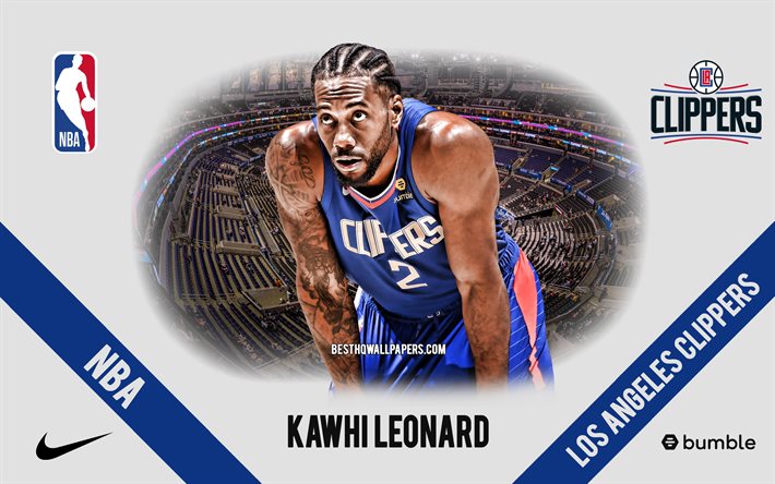 Kawhi Leonard, Los Angeles Clippers, American Basketball Player, NBA, portrait, USA, basketball, Staples Center, Los Angeles Clippers logo