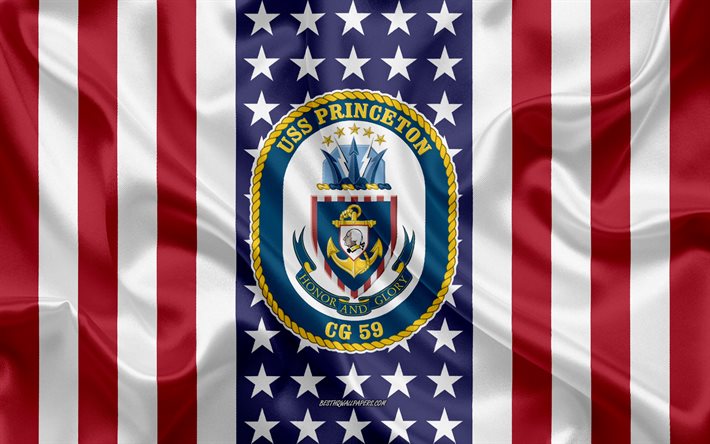 USS Princeton Emblem, CG-59, American Flag, US Navy, USA, USS Princeton Badge, US warship, Emblem of the USS Princeton