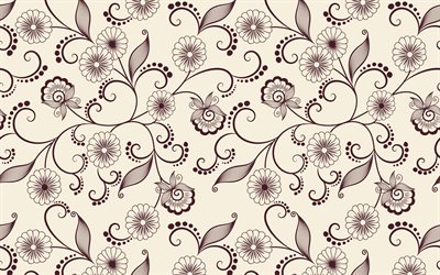 4k, violet vintage arri&#232;re-plan, des ornements floraux, motifs floraux, de violette, de milieux, vintage, motif floral, ornement de motifs floraux