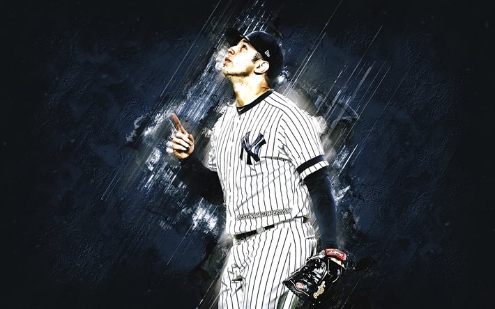 Luis Cessa, New York Yankees, MLB, mexikansk sk&#229;despelare, portr&#228;tt, bl&#229; sten bakgrund, baseball, Major League Baseball