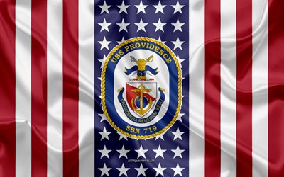 USS Providence Emblem, SSN-719, American Flag, US Navy, USA, USS Providence Badge, US warship, Emblem of the USS Providence