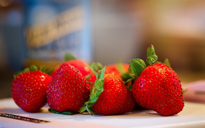 fraises, petits fruits rouges, m&#251;res, les fraises, le flou, le rouge des fraises