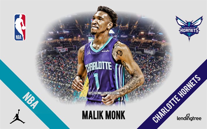 Malik Monje, Charlotte Hornets, Jugador de Baloncesto Estadounidense, la NBA, retrato, estados UNIDOS, el baloncesto, el Espectro de Centro, Charlotte Hornets logotipo