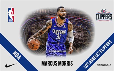 Marcus Morris, Los Angeles Clippers, Amerikkalainen Koripalloilija, NBA, muotokuva, USA, koripallo, Staples Center, Los Angeles Clippers-logo