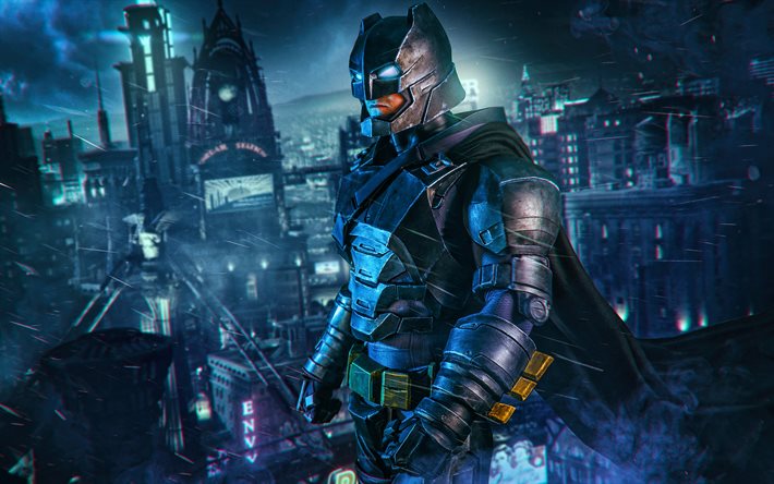 Batman, paisajes nocturnos, arte 3D, superh&#233;roes, Batman en la noche, Bat-man