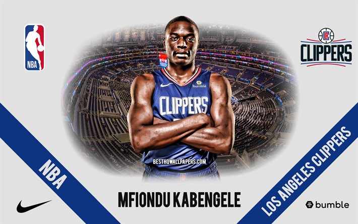 Mfiondu Kabengele, de Los Angeles Clippers, Canad&#225; Jugador de Baloncesto, la NBA, retrato, estados UNIDOS, el baloncesto, el Staples Center, de Los Angeles Clippers logotipo