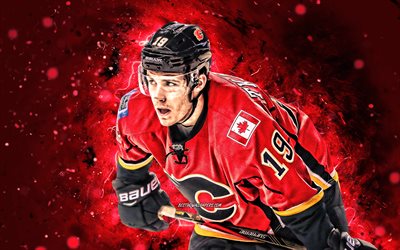 Matthew Tkachuk, 4k, Calgary Flames, NHL, hockey players, red neon lights, USA, Matthew Tkachuk 4K, hockey, Matthew Tkachuk Calgary Flames