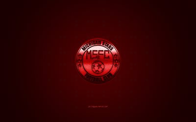 Michigan Estrellas FC, American club de F&#250;tbol, NISA, logotipo rojo, rojo de fibra de carbono de fondo, F&#250;tbol, Metro de Detroit, estados UNIDOS, Michigan Estrellas FC logotipo, Independiente Nacional de la Asociaci&#243;n de F&#250;tbol de