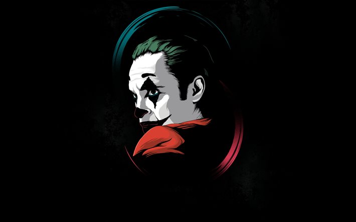 Joker, 4k, m&#237;nimo, de supervillano, fan art, la oscuridad, el Joker 4K, obras de arte, Bromista minimalismo