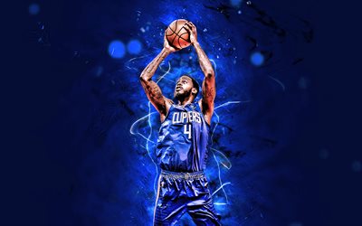JaMychal Green, 2020, Los Angeles Clippers, NBA, basketball, blue neon lights, USA, JaMychal Green Los Angeles Clippers, creative, LA Clippers