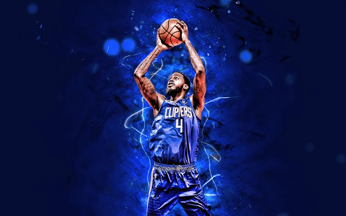 JaMychal Green, 2020, Los Angeles Clippers, NBA, basketbol, mavi neon ışıkları, ABD, yaratıcı, LA Clippers