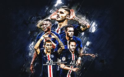 O Paris Saint-Germain, clube de futebol franc&#234;s, O PSG, Liga 1, Jogadores do PSG, Paris, Fran&#231;a, futebol, Kylian Mbappe, Neymar, Mauro Icardi