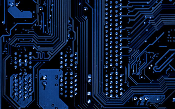 blue circuit board texture, 4k, blue circuit digital texture, circuit board, blue technology background, blue circuit board