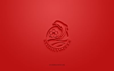 FC Ashdod, creative 3D logo, red background, 3d emblem, Israeli football club, Israeli Premier League, Ashdod, Israel, 3d art, football, FC Ashdod 3d logo, Moadon Sport Ashdod