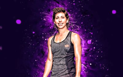 Carla Suarez Navarro, 4K, giocatori di tennis spagnoli, WTA, luci al neon viola, tennis, fan art, Carla Suarez Navarro 4K